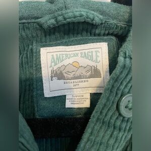 American Eagle Cropped Corduroy Longsleeve with Hoodie